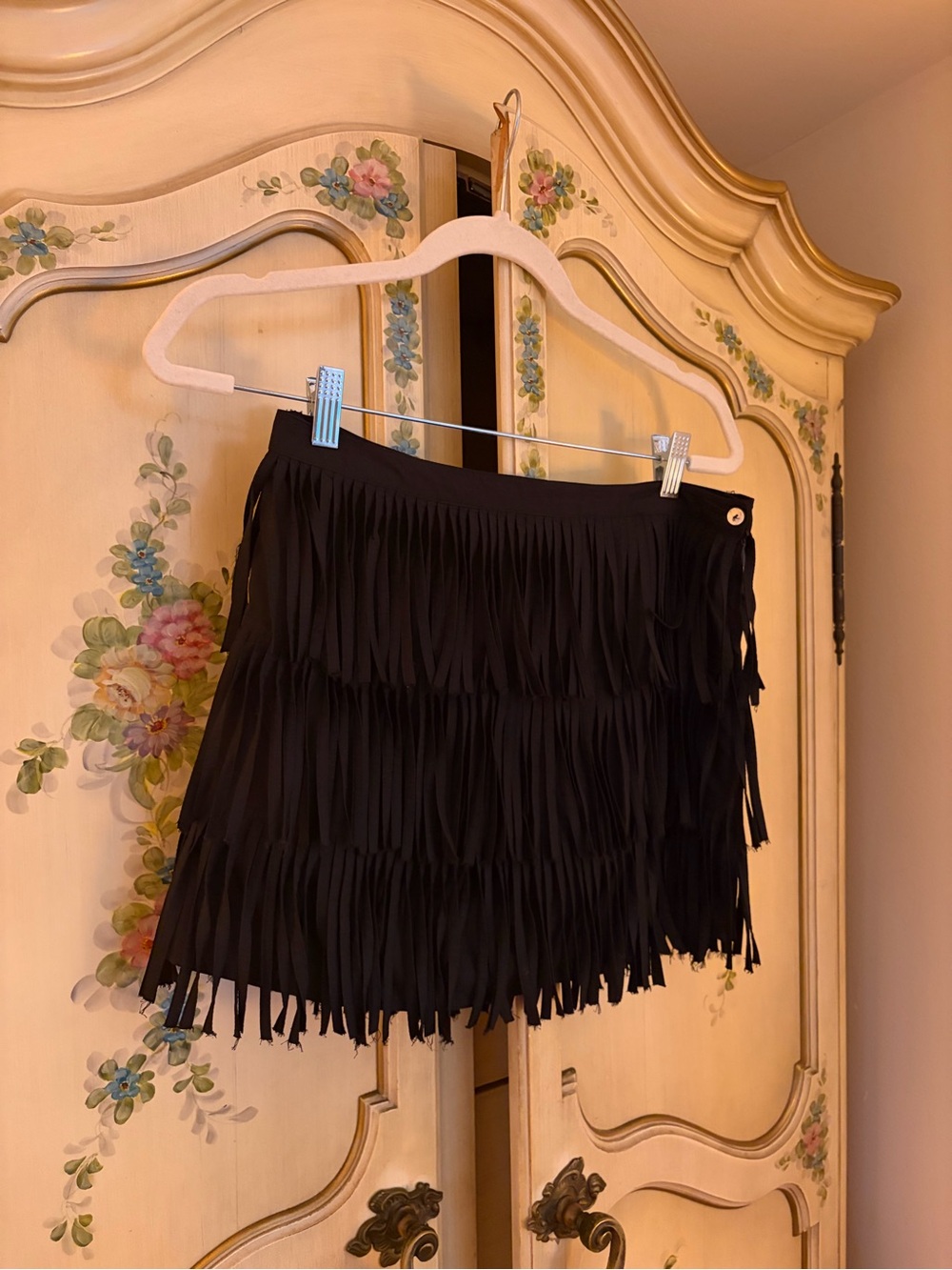 Black Fringe Mini Skirt - Women's Stylish Layered Skirt